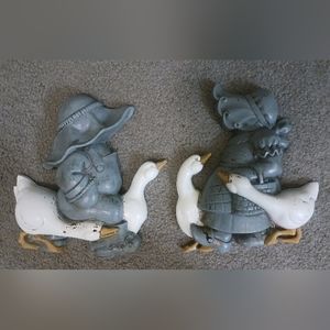 Vintage 80's Burnwood Boy & Girl Plastic Wall Hangings